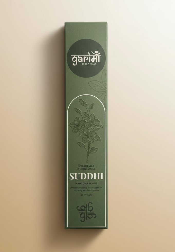 Garima Natural Jasmine Agarbatti – Charcoal-Free Incense Sticks | 48 Sticks | Free Wooden Stand