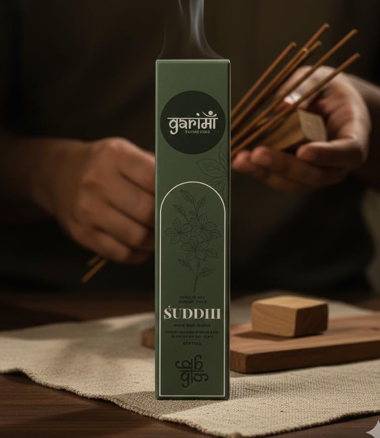 Garima Natural Jasmine Agarbatti – Charcoal-Free Incense Sticks | 48 Sticks | Free Wooden Stand