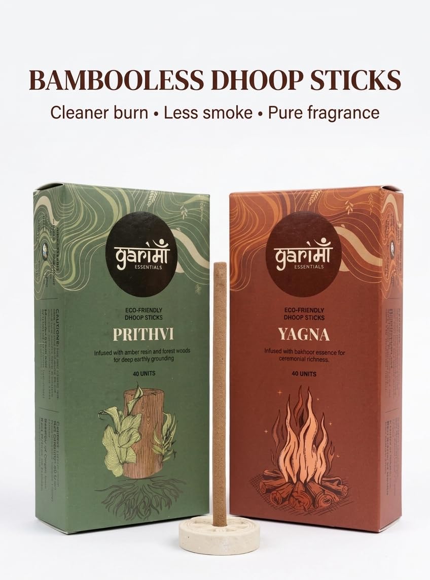 Garima Amber Forest & Bakhoor Dhoop Sticks – Bambooless Combo | 80 Sticks | Free Ceramic Stand