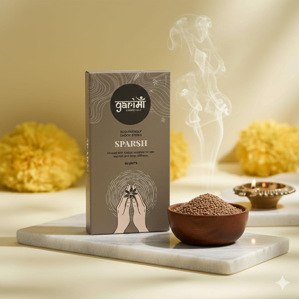 Premium Bambooless Dhoop Sticks Kasturi Pack of 40 Sticks with Ceramic Stand