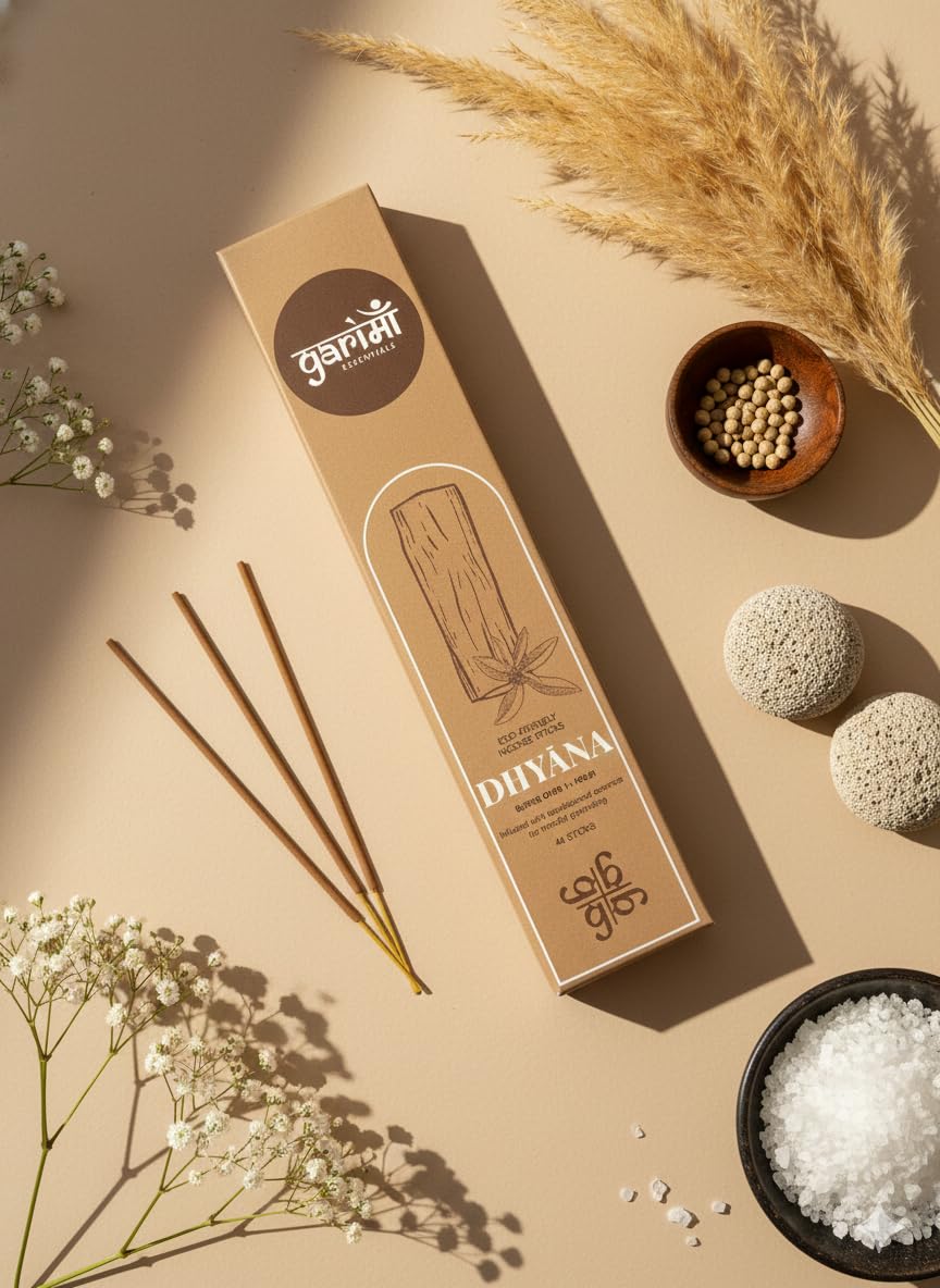 Premium Sandalwood Incense Sticks with Wooden Stand| Pack of 48 | 100% Natural and Charcoal Free | Natural Home Fragrance & Air Purifier | Sacred Dhup for Home, Temple & Office