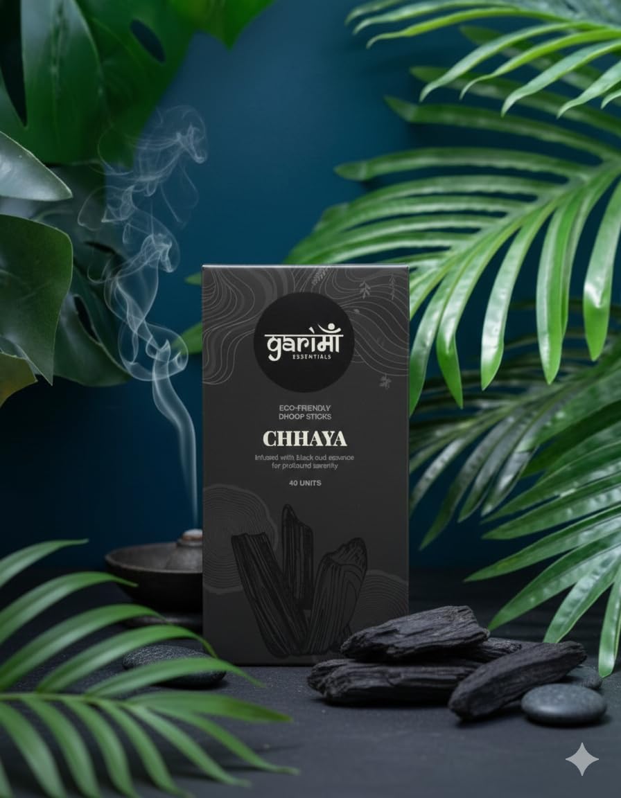 Premium Bambooless Dhoop Sticks Black Oud Pack of 40 Sticks with Ceramic Stand