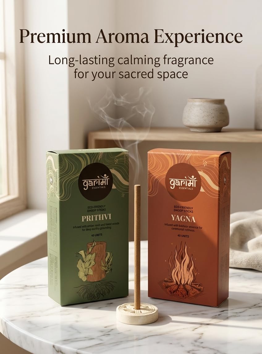 Garima Amber Forest & Bakhoor Dhoop Sticks – Bambooless Combo | 80 Sticks | Free Ceramic Stand