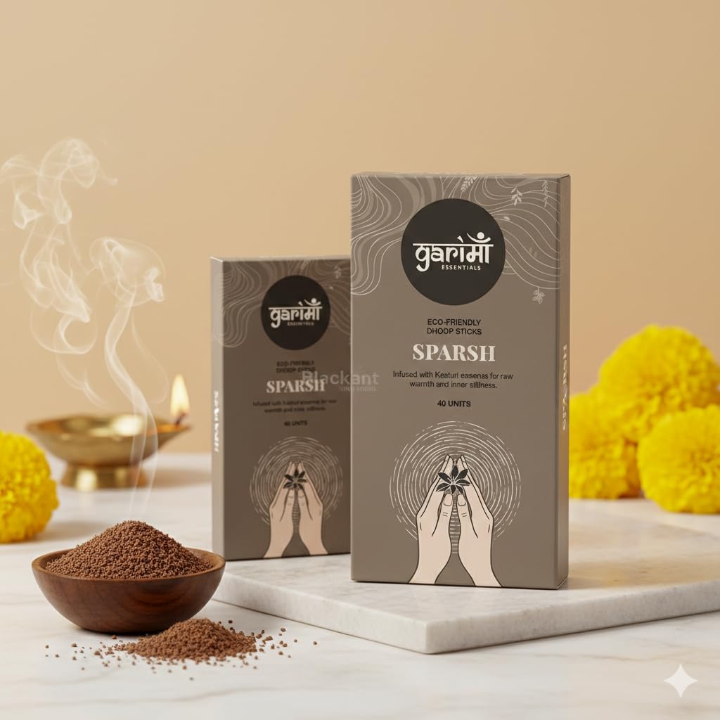 Premium Bambooless Dhoop Sticks Kasturi Pack of 40 Sticks with Ceramic Stand