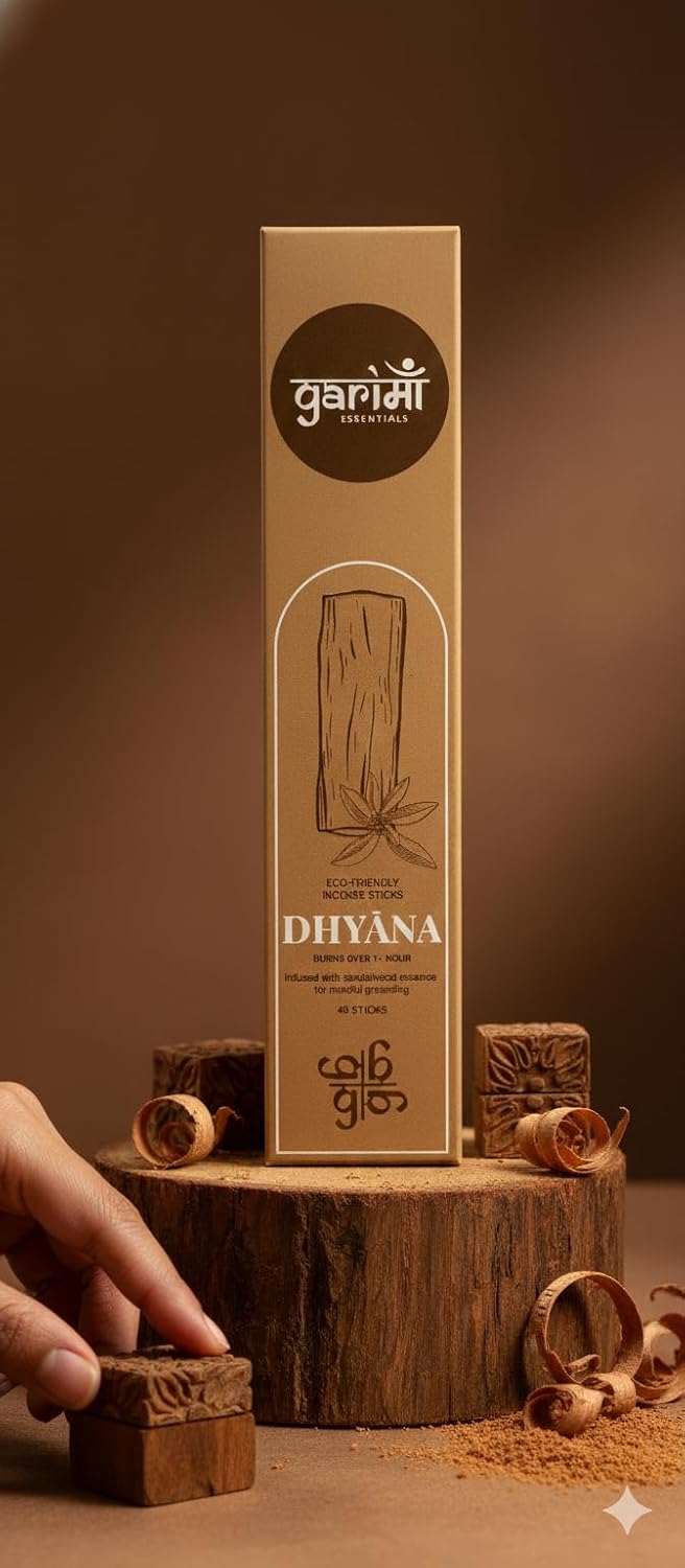 Premium Sandalwood Incense Sticks with Wooden Stand| Pack of 48 | 100% Natural and Charcoal Free | Natural Home Fragrance & Air Purifier | Sacred Dhup for Home, Temple & Office