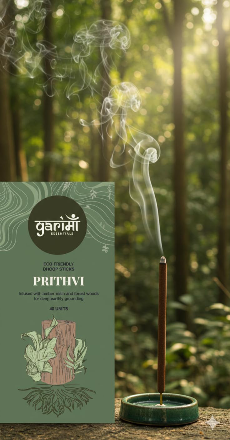 Premium Bambooless Dhoop Sticks Amber Forest Pack of 40 Sticks with Ceramic Stand