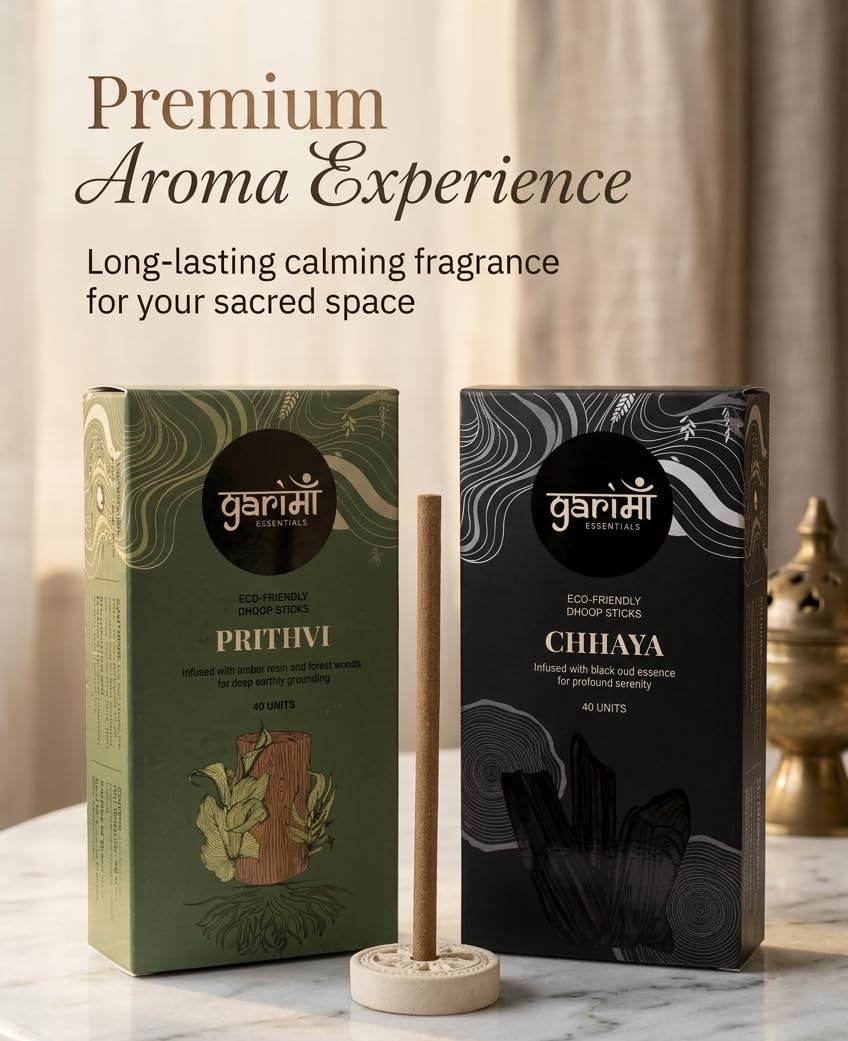 Garima Amber Forest & Black Oud Dhoop Sticks – Bambooless Combo | 80 Sticks | Free Ceramic Stand