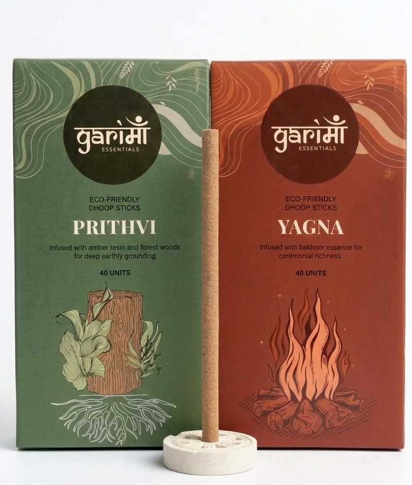 Garima Amber Forest & Bakhoor Dhoop Sticks – Bambooless Combo | 80 Sticks | Free Ceramic Stand