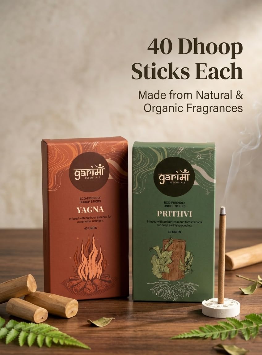Garima Amber Forest & Bakhoor Dhoop Sticks – Bambooless Combo | 80 Sticks | Free Ceramic Stand