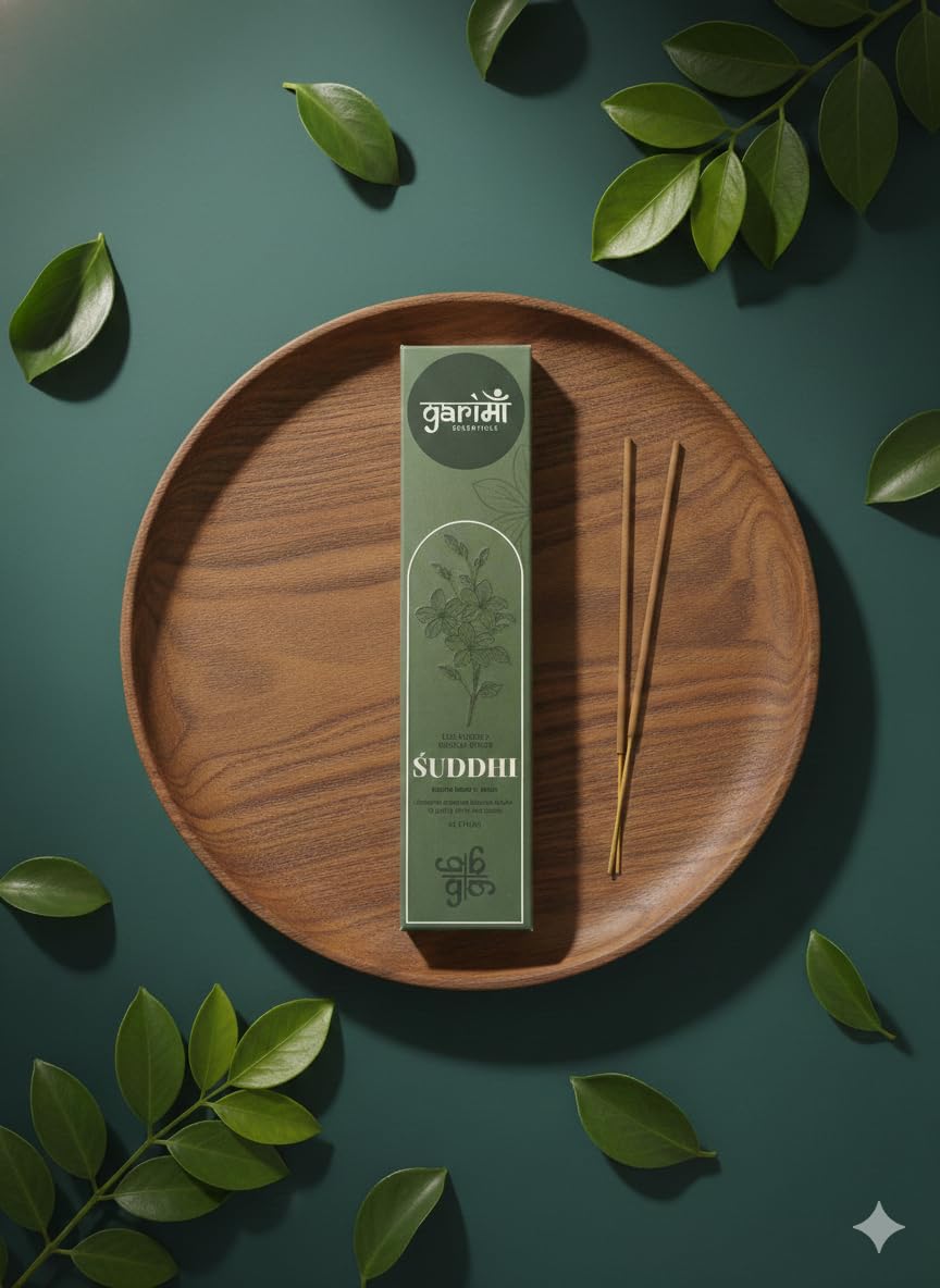 Garima Natural Jasmine Agarbatti – Charcoal-Free Incense Sticks | 48 Sticks | Free Wooden Stand
