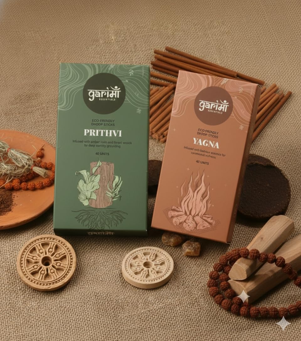 Garima Amber Forest & Bakhoor Dhoop Sticks – Bambooless Combo | 80 Sticks | Free Ceramic Stand