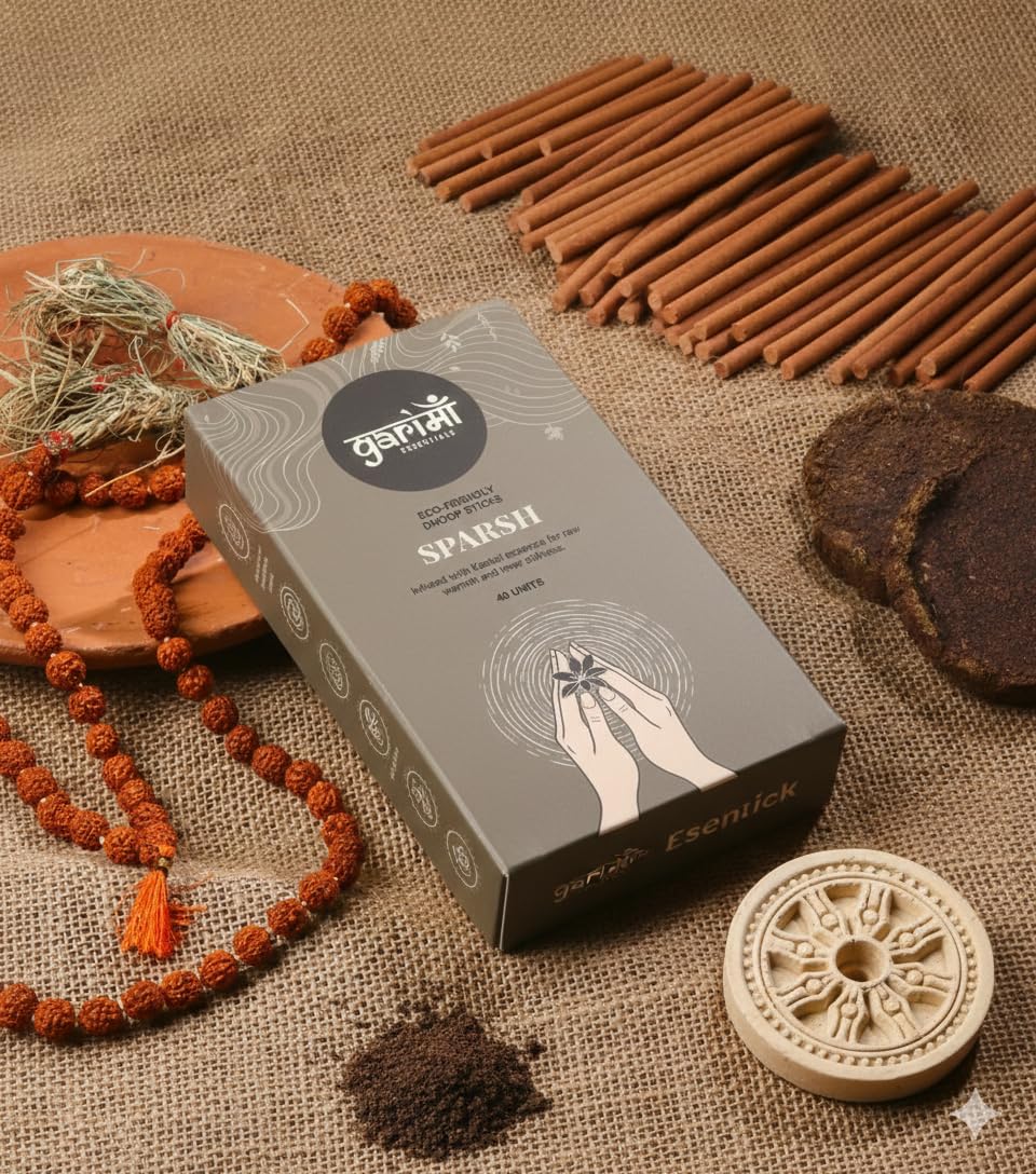 Premium Bambooless Dhoop Sticks Kasturi Pack of 40 Sticks with Ceramic Stand