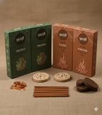 Garima Amber Forest & Bakhoor Dhoop Sticks – Bambooless Combo | 80 Sticks | Free Ceramic Stand