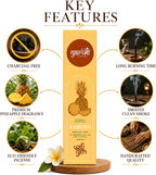 Garima Natural Pineapple Agarbatti – Charcoal-Free Incense Sticks | 48 Sticks | Free Wooden Stand