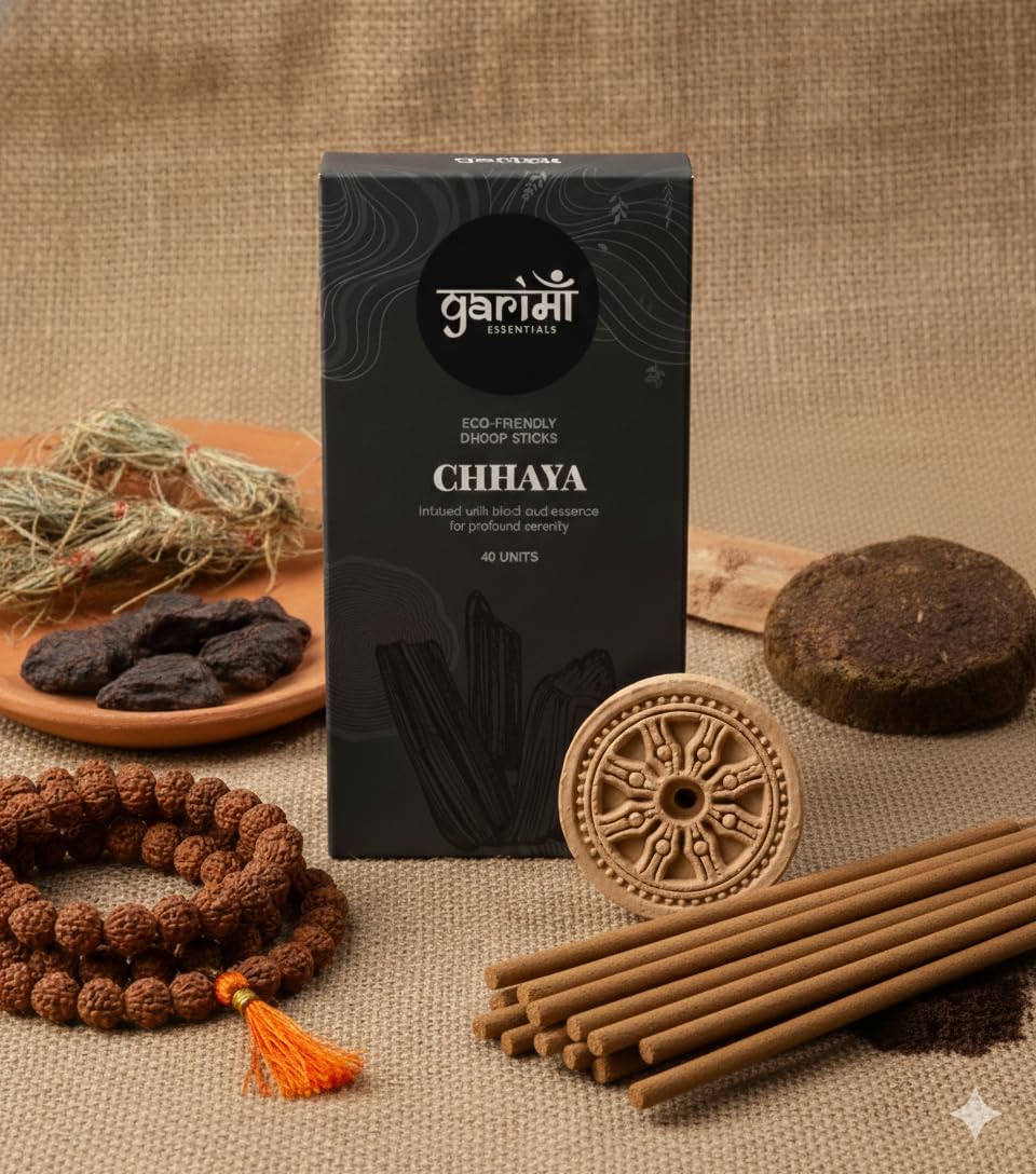 Premium Bambooless Dhoop Sticks Black Oud Pack of 40 Sticks with Ceramic Stand