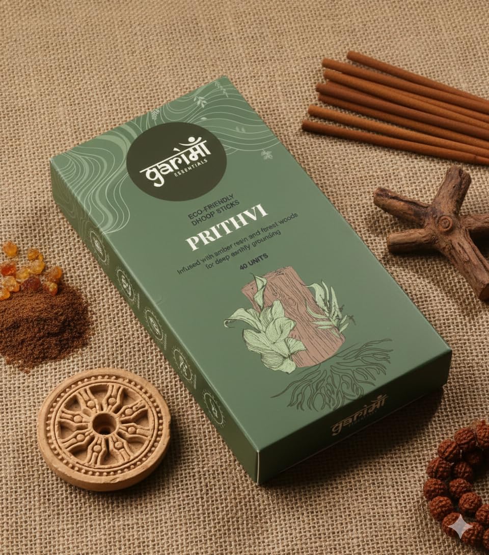 Premium Bambooless Dhoop Sticks Amber Forest Pack of 40 Sticks with Ceramic Stand