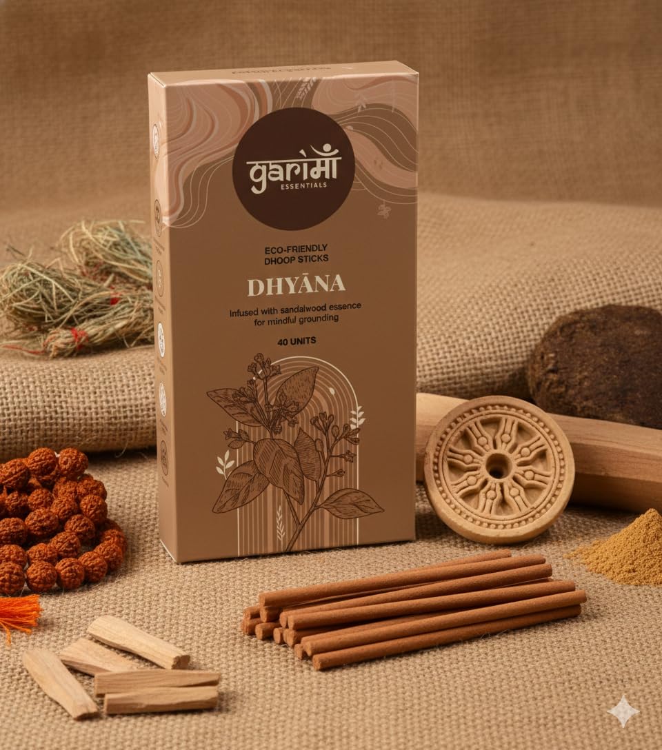 Premium Bambooless Dhoop Sticks Sandalwood Pack of 40 Sticks with Ceramic Stand