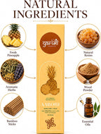 Garima Natural Pineapple Agarbatti – Charcoal-Free Incense Sticks | 48 Sticks | Free Wooden Stand