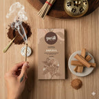 Premium Bambooless Dhoop Sticks Sandalwood Pack of 40 Sticks with Ceramic Stand